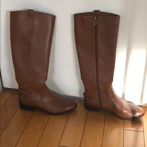 Camel, faux leather boots